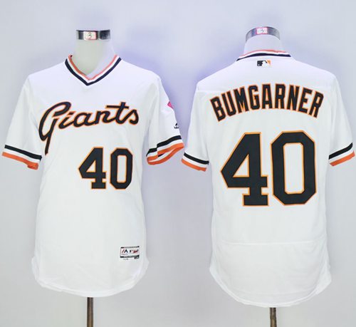 Giants #40 Madison Bumgarner White Flexbase Authentic Collection Cooperstown Stitched MLB Jersey